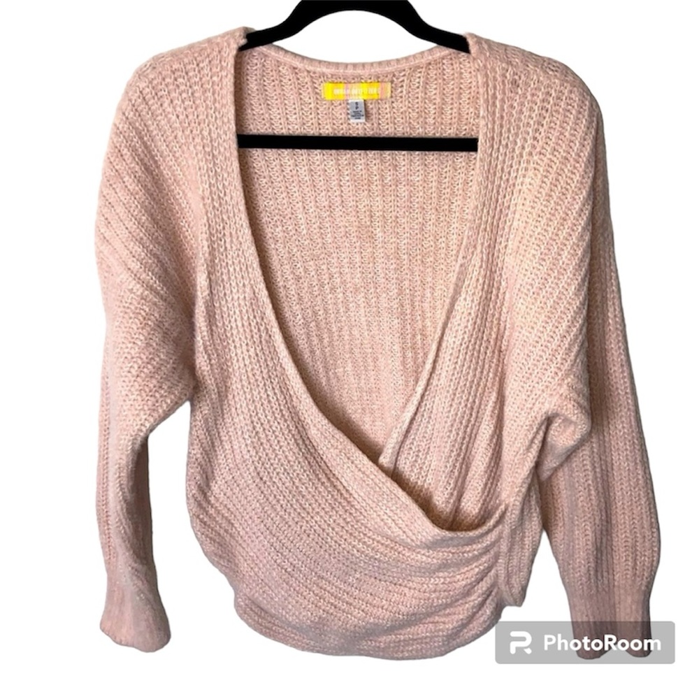 Urban Outfitters Sweater Women’s S Open Front Wrap Style Light Pink Chunky Knit